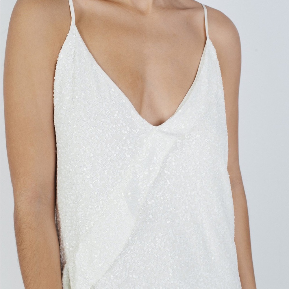 NISSE White Sequin Midi Dress